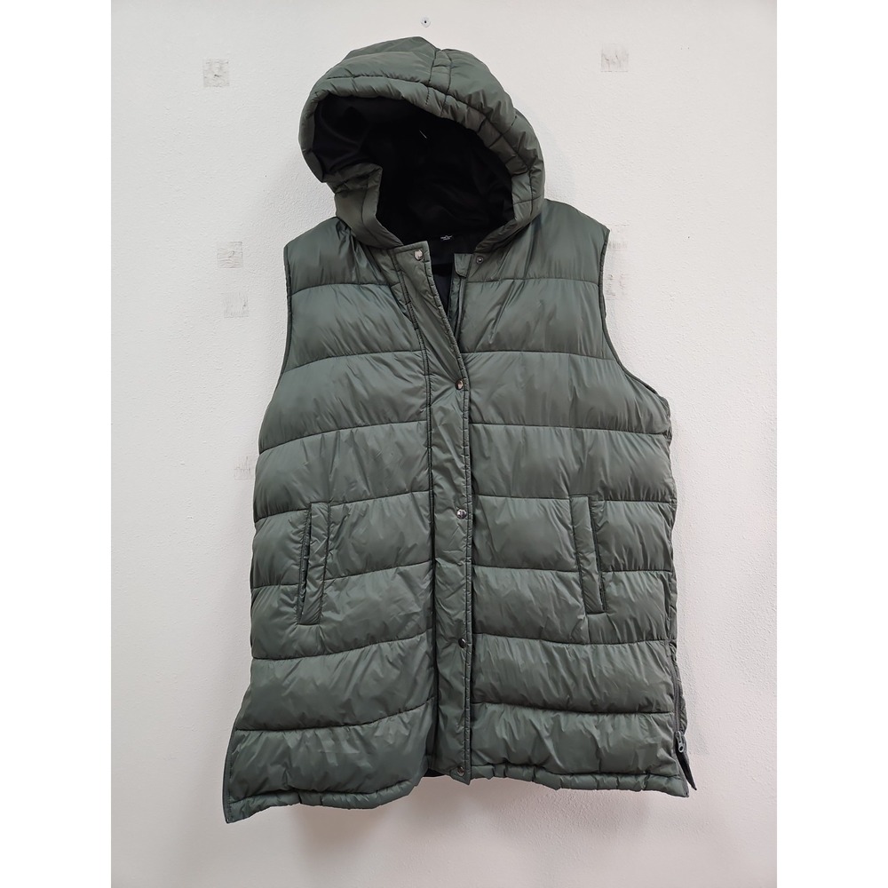 SwissTech Plus Olive Green Hooded Puffer Vest Quilted Outerwear Size 1x 16 -18